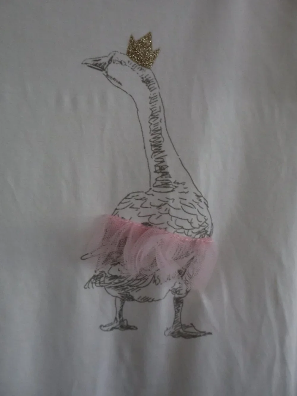 Set of 2 Long sleeve Mud Pie tees ballerina/fairy otter and goose white & pink